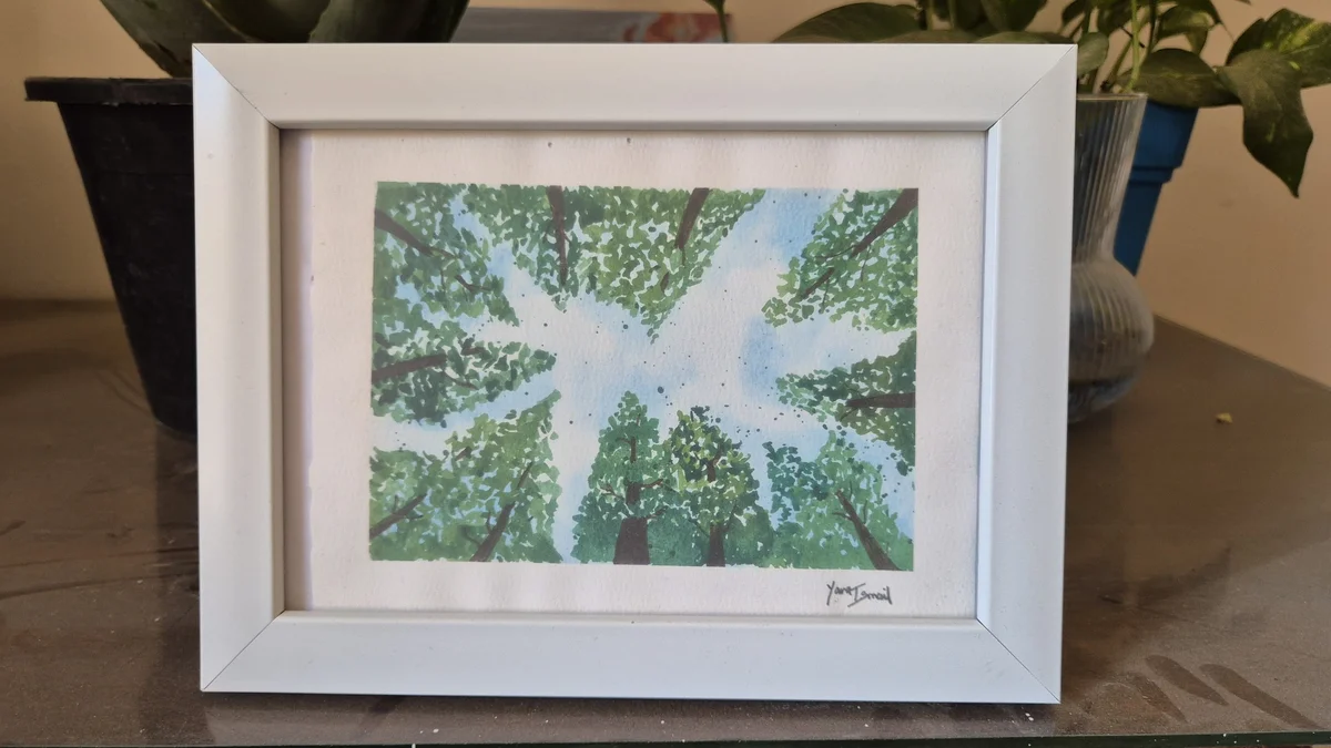 Forest canopy watercolour