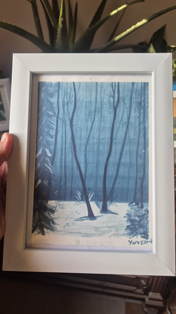 Winter forest watercolour